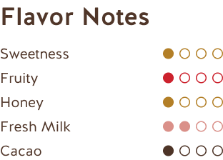 Notas de Sabor (Chocolate con Leche Ecuador + Perú 35%) Flavor Notes (Milk Chocolate Ecuador + Peru 35%)
